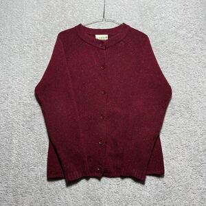 Aran Woollen Mills Cardigan Sweater Womens M Burgundy Speckled Lambswool Nylon